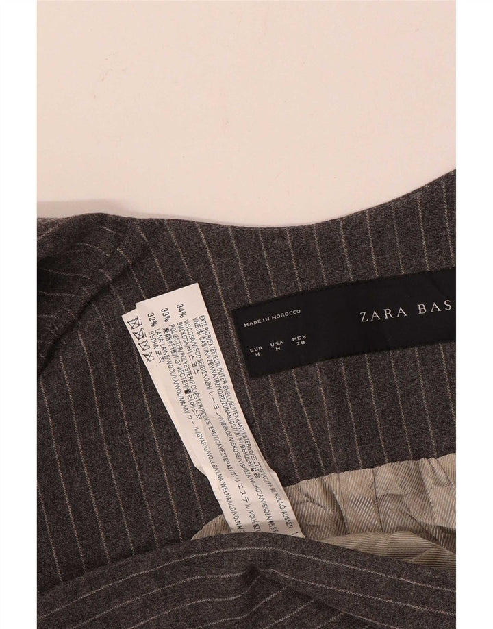 Женский удлиненный пиджак без рукавов Zara UK 12, средний серый в тонкую полоску