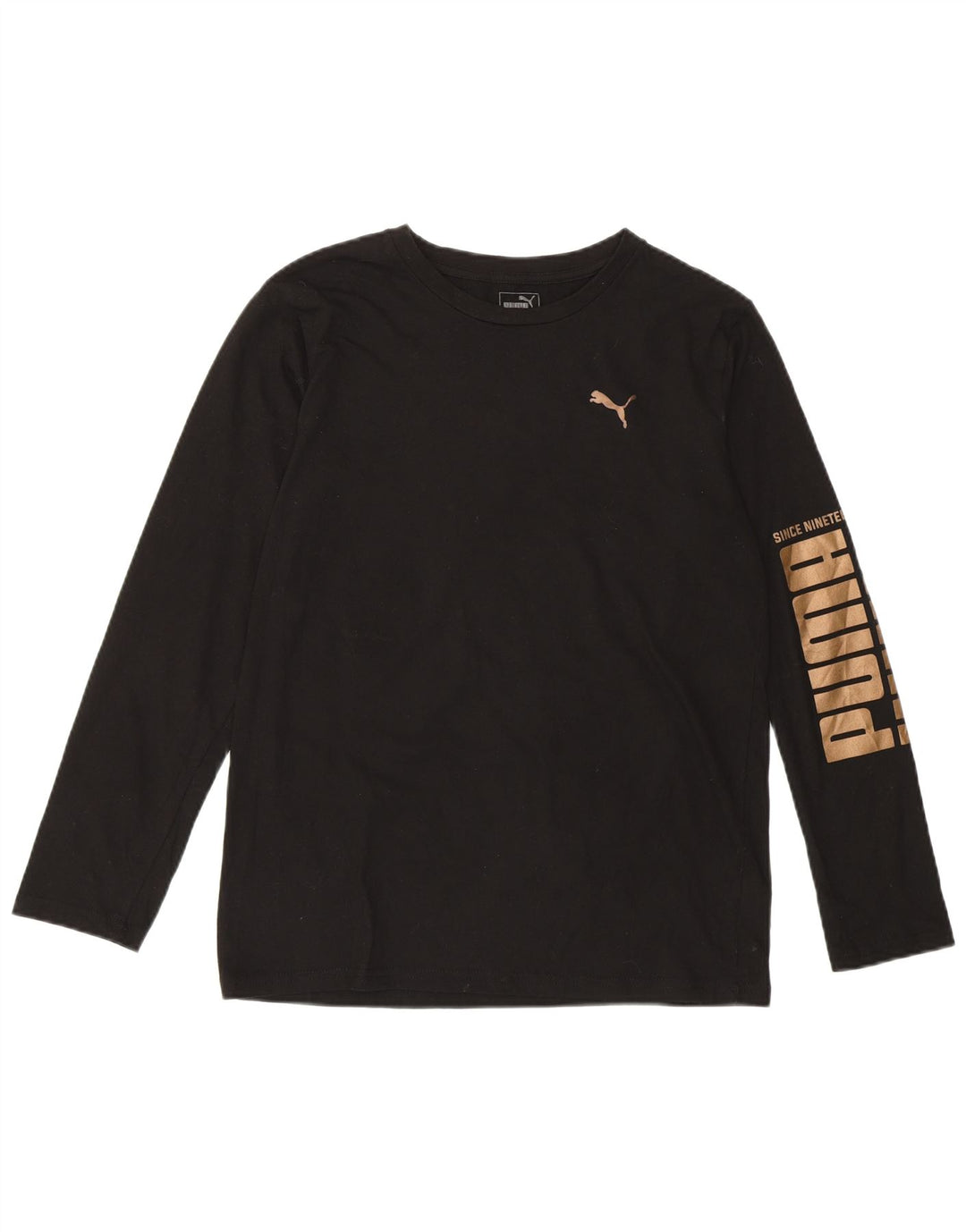 Топ с рисунком PUMA для девочек, длинный рукав, 15–16 лет, размер XL, черный хлопок