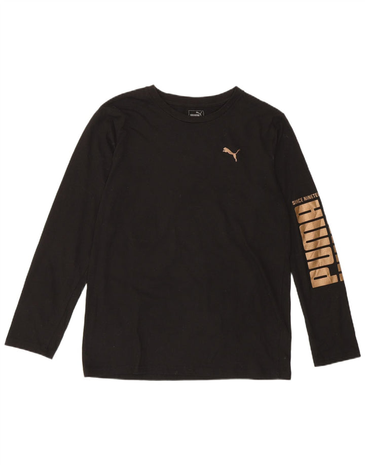 Топ с рисунком PUMA для девочек, длинный рукав, 15–16 лет, размер XL, черный хлопок