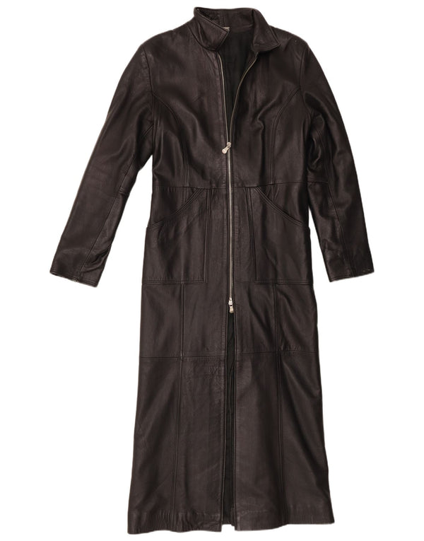 Женское кожаное пальто Wake UK 12, среднее черное кожаное