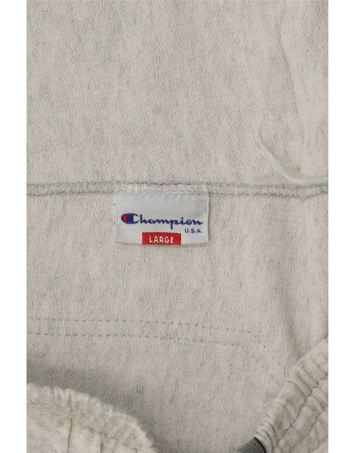 CHAMPION Mens Graphic Tracksuit Trousers Large Grey Cotton
