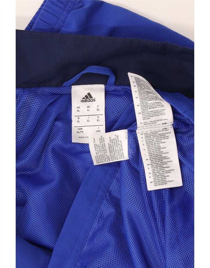 Мужской спортивный костюм Adidas с графическим рисунком, верхняя куртка XL, синий полиэстер с цветными блоками