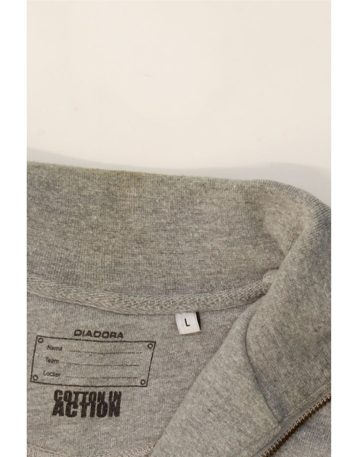 DIADORA Mens Zip Neck Sweatshirt Jumper Large Grey Cotton Vintage Diadora and Second-Hand Diadora from Messina Hembry 