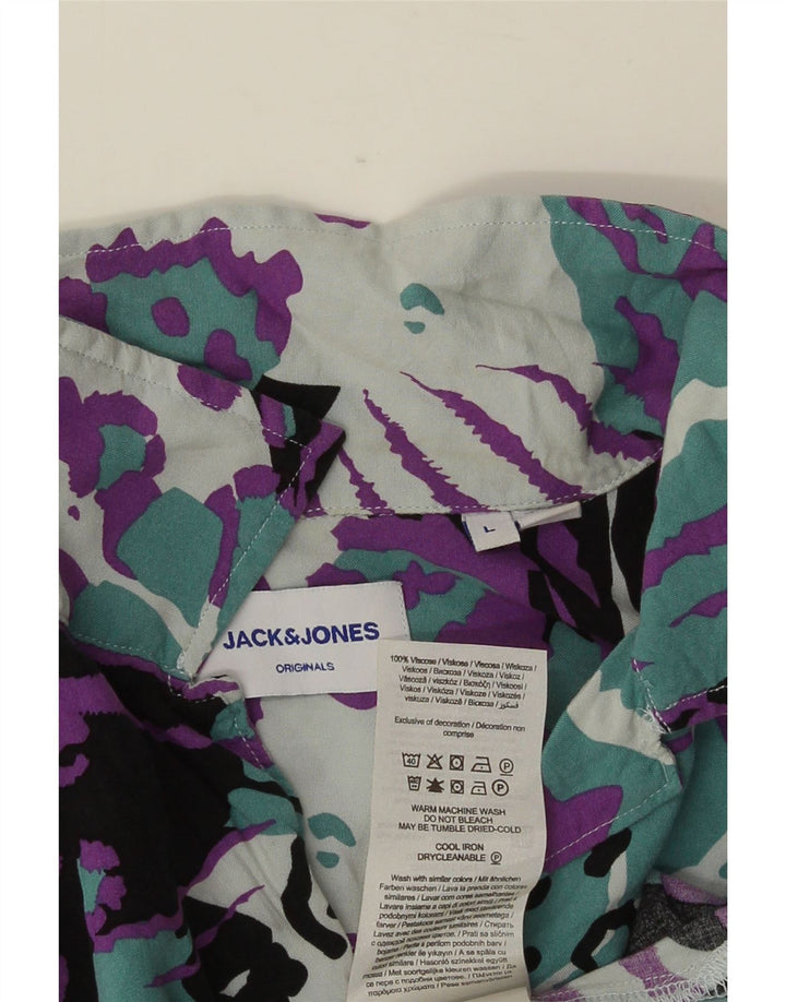 JACK & JONES Мужская рубашка с коротким рукавом, большой разноцветный животный принт