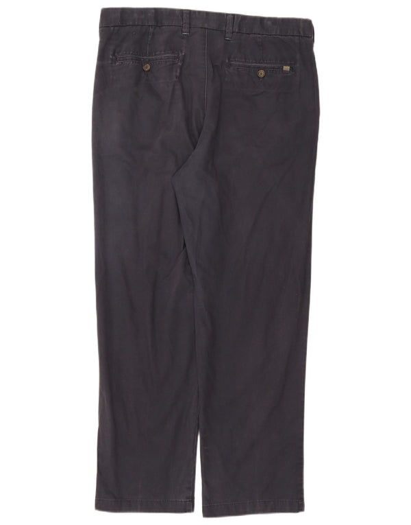 Marks & Spencer Mens Straight Chino Trousers W36 L31 Navy Blue Cotton