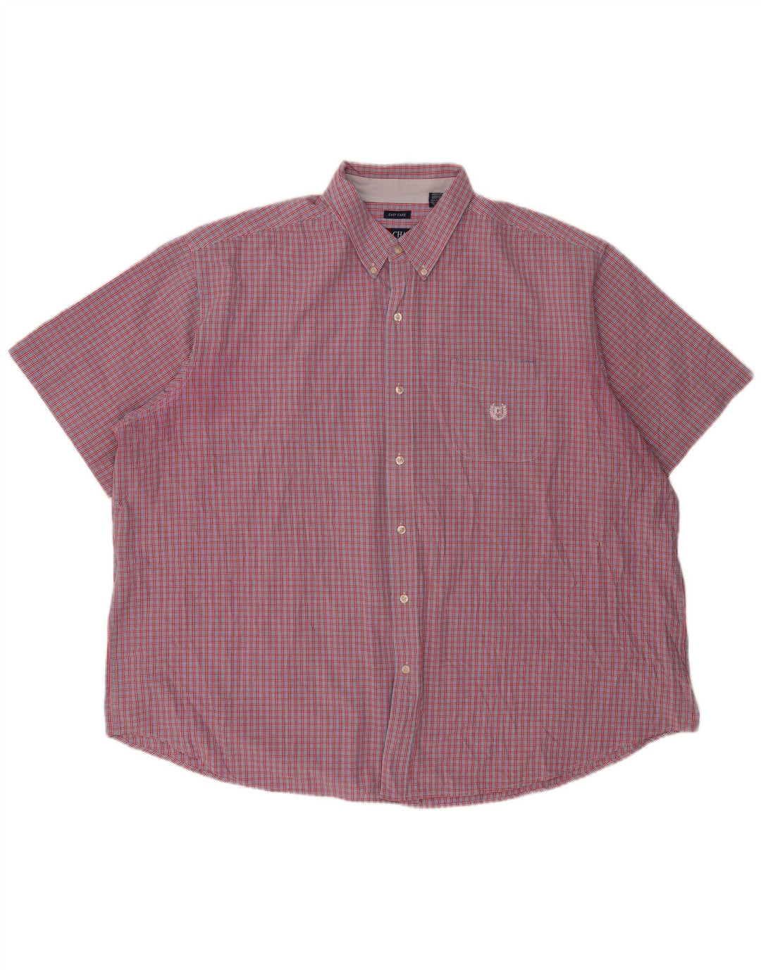 Мужская рубашка с коротким рукавом Chaps Easy Care, 4XL, хлопковая красная клетка