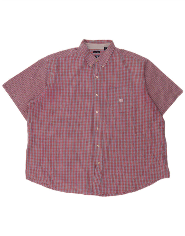 Мужская рубашка с коротким рукавом Chaps Easy Care, 4XL, хлопковая красная клетка