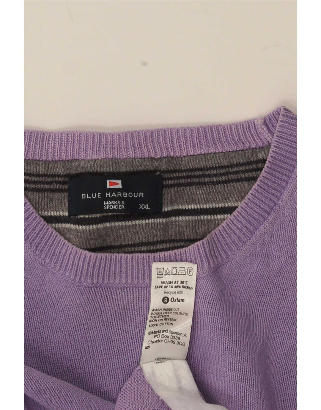 Мужской синий джемпер с круглым вырезом Marks & Spencer 2XL фиолетовый