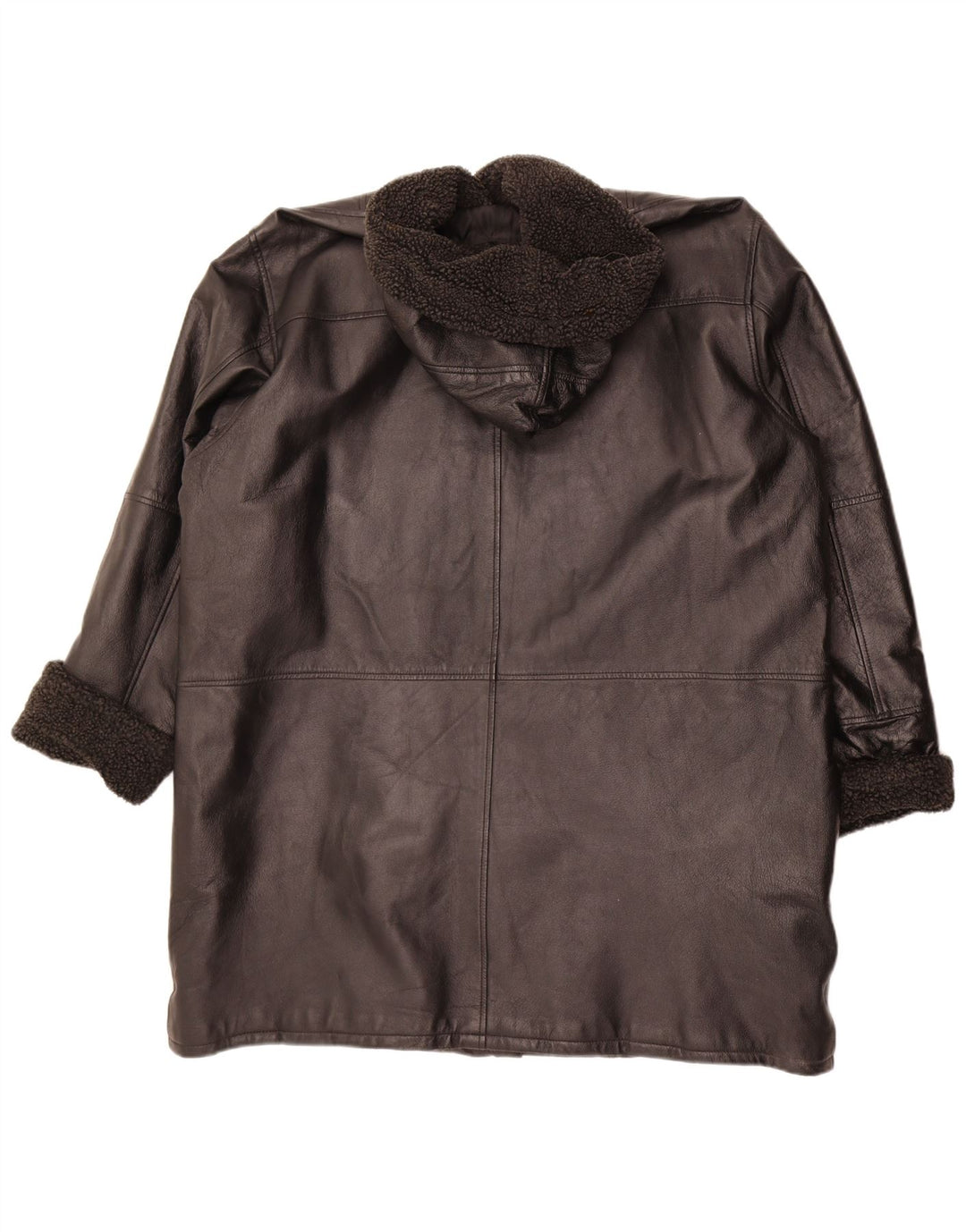 Женское кожаное пальто с капюшоном Modern Classics UK 22 3XL, черное кожаное