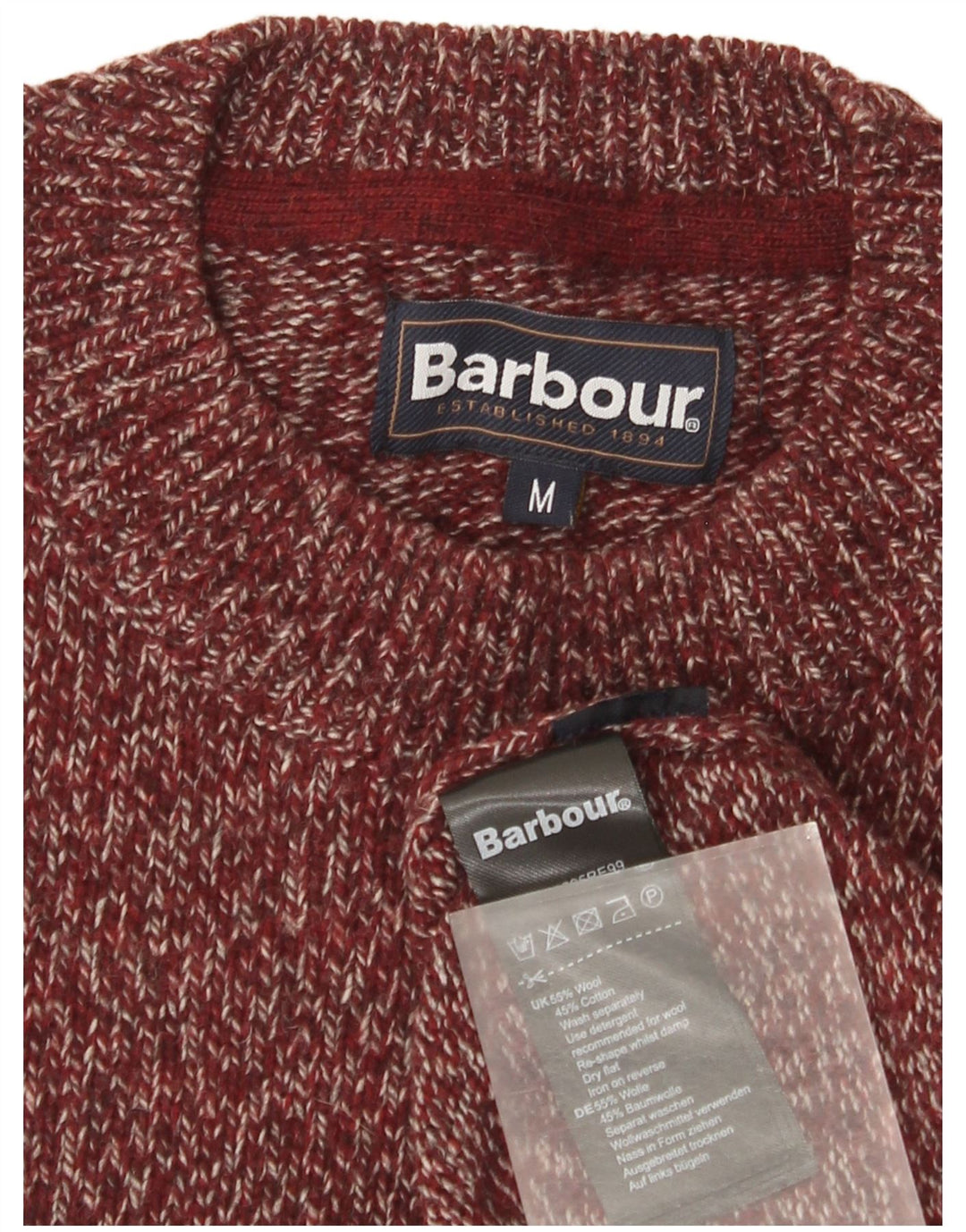 Мужской джемпер с круглым вырезом Barbour, средний бордовый шерстяной свитер