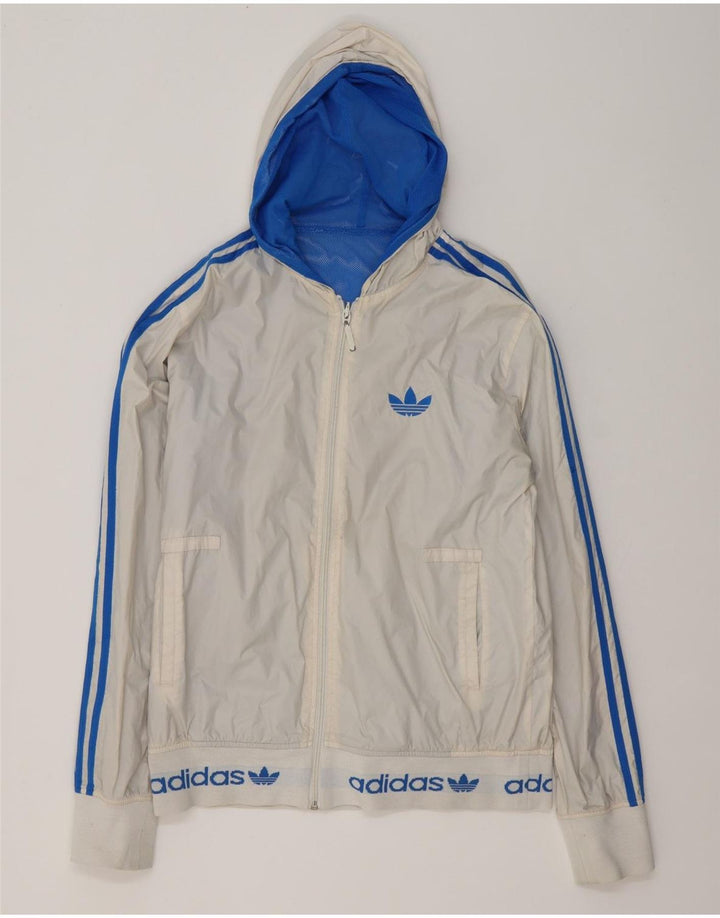 Мужская двусторонняя куртка Adidas с графическим капюшоном UK 38, средний белый, цветной блок