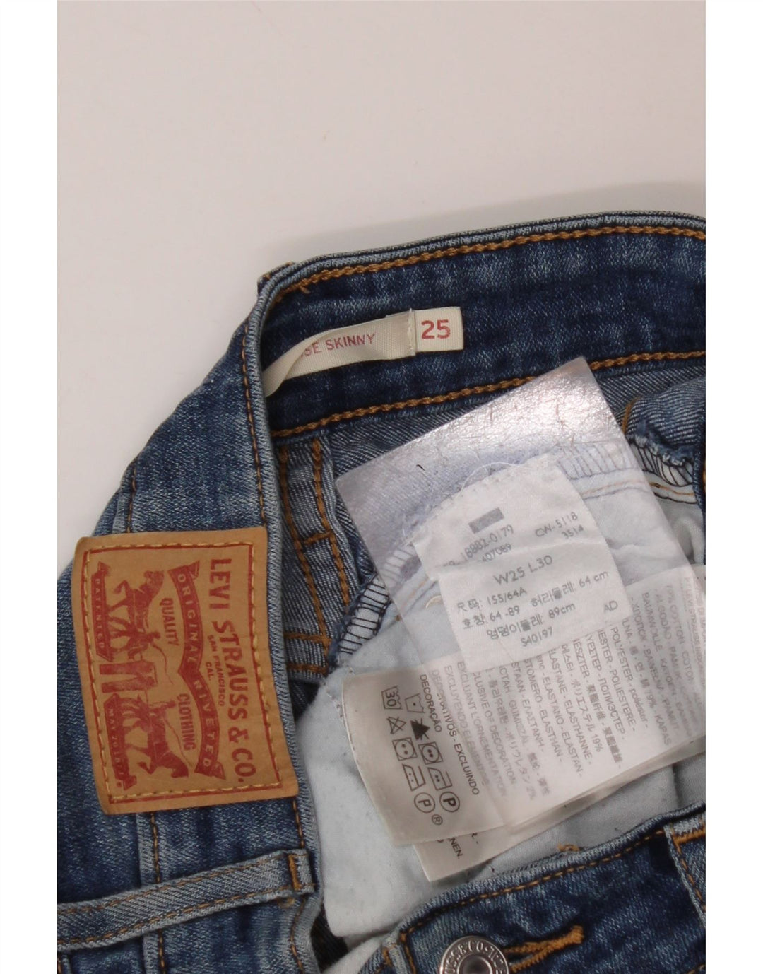 Женские джинсы скинни LEVI'S 721 с высокой посадкой W25 L30 Синие, хлопок