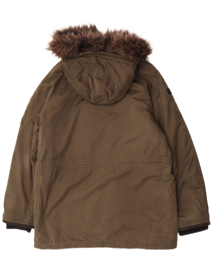 Мужская парка Superdry с капюшоном UK 40, большой цвет хаки, полиэстер