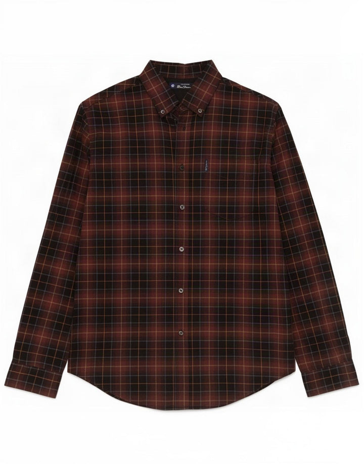 Мужская рубашка Ben Sherman из хлопка среднего коричневого цвета в клетку