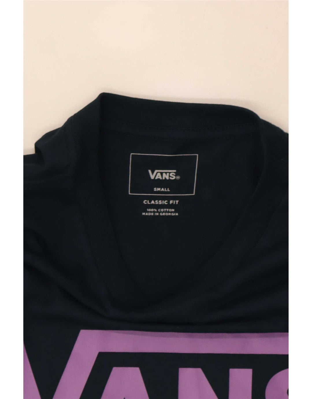 Мужской топ Vans Classic Fit с графическим рисунком, маленький размер, темно-синий, хлопковый, с длинными рукавами