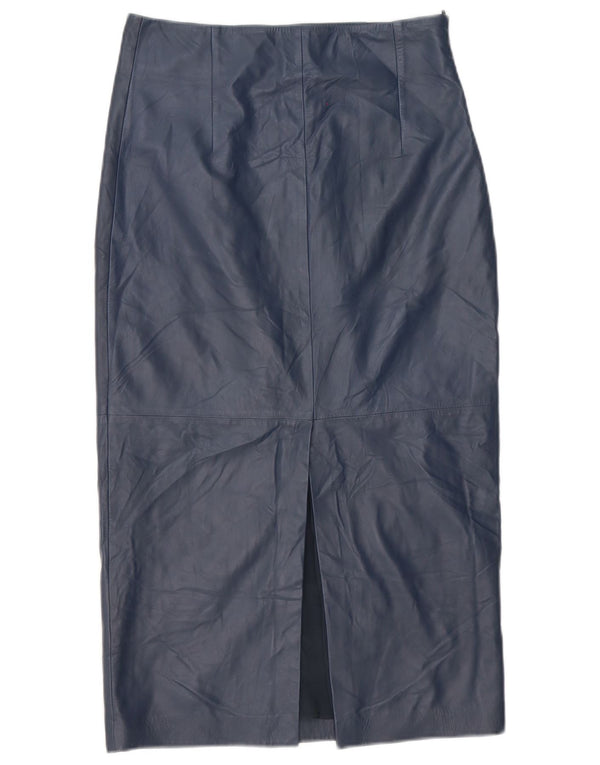Vintage Womens Leather Skirt Medium W28 Navy Blue