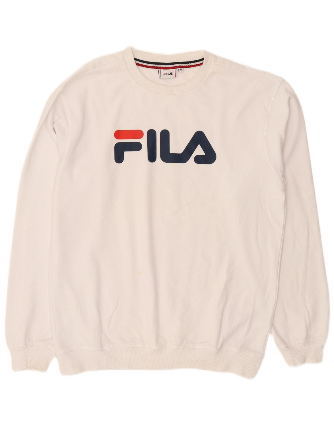 Мужской свитшот с рисунком Fila, хлопковый джемпер среднего размера, белый цвет