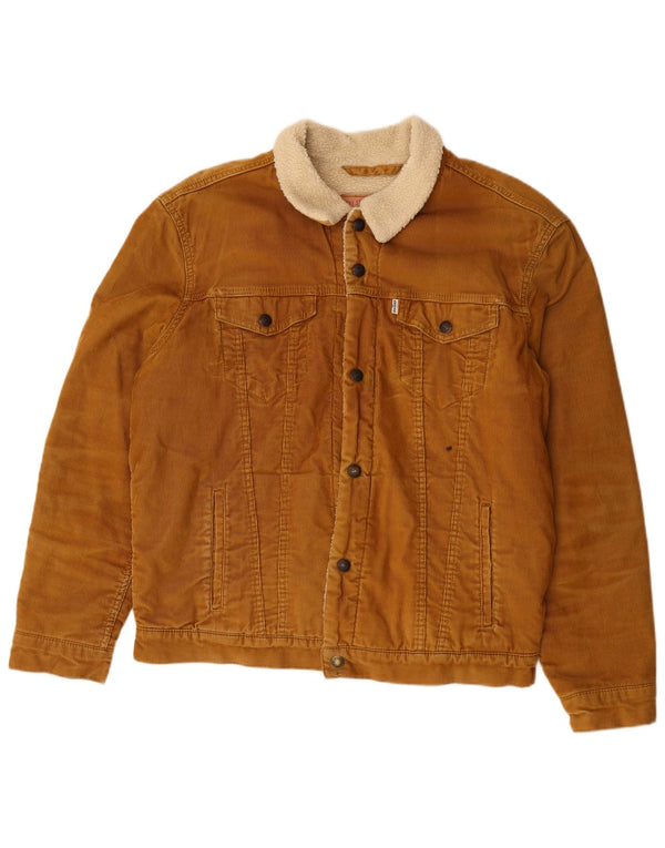 Мужская вельветовая куртка Levi's из шерпа UK 42 XL Коричневый хлопок