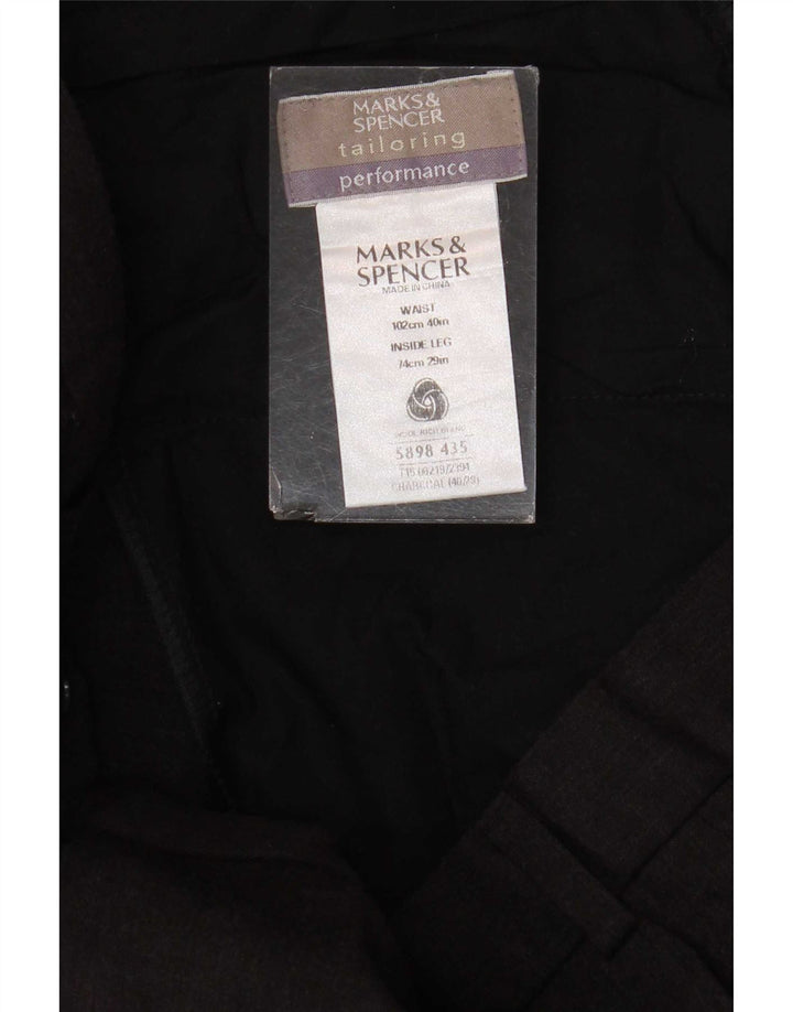 Мужские прямые костюмные брюки Marks & Spencer W40 L29 серые шерстяные