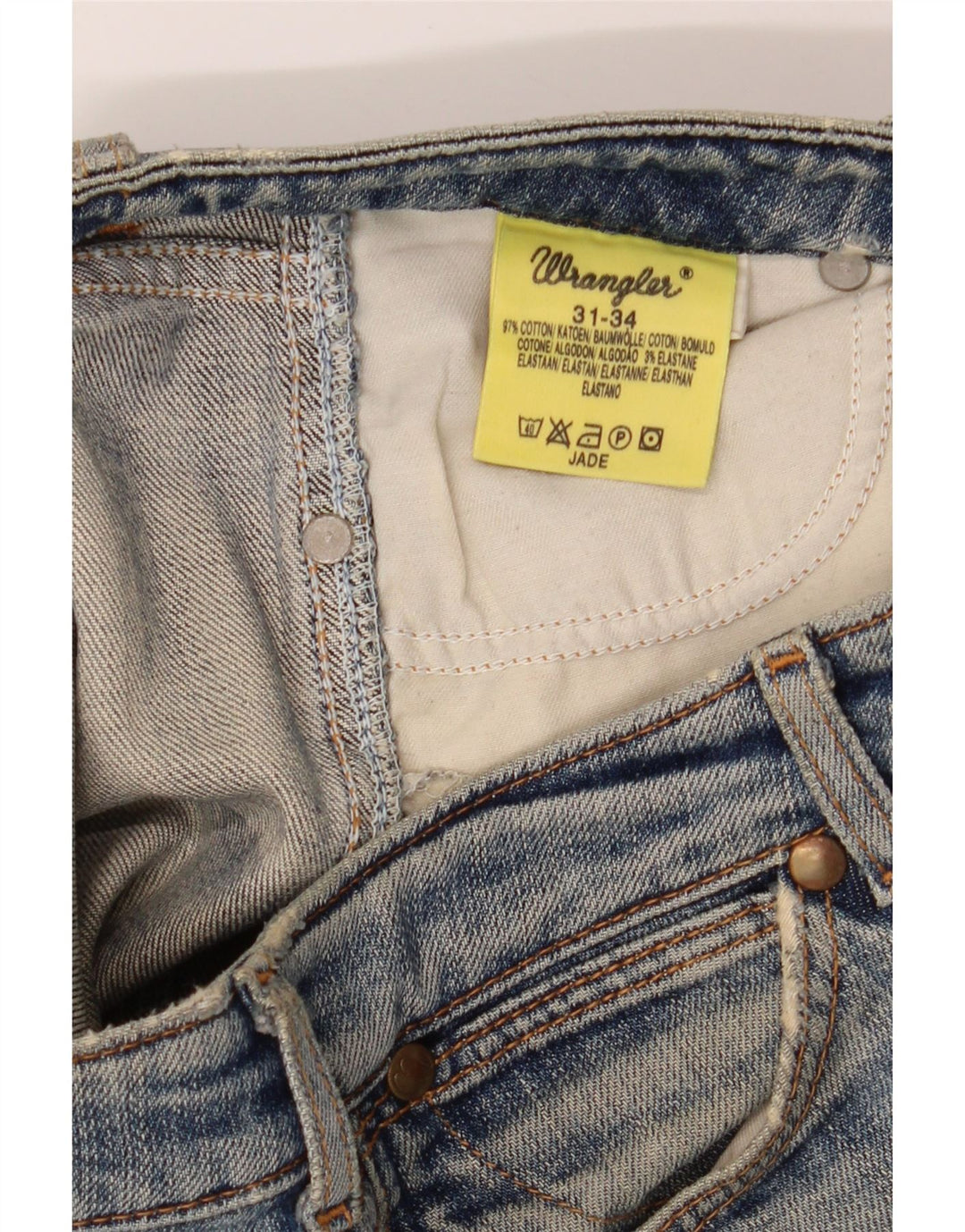 WRANGLER Womens Jade Straight Jeans W31 L34 Blue Cotton Vintage Wrangler and Second-Hand Wrangler from Messina Hembry 