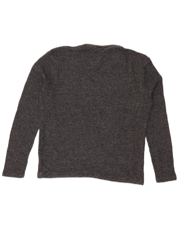 Женский топ ZARA с длинным рукавом UK 14, хлопок среднего серого цвета с крапинками