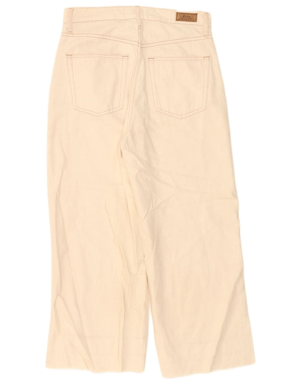 Женские укороченные джинсы с высокой талией и широкими штанинами Polo Ralph Lauren W29 L25 Бежевые