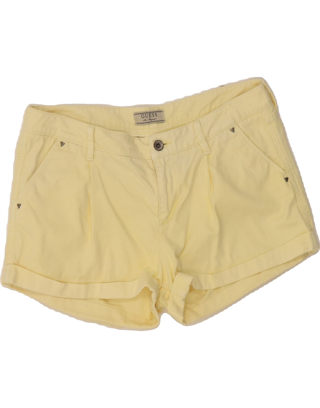 GUESS Womens Denim Shorts W30 Medium  Yellow Cotton Vintage Guess and Second-Hand Guess from Messina Hembry 