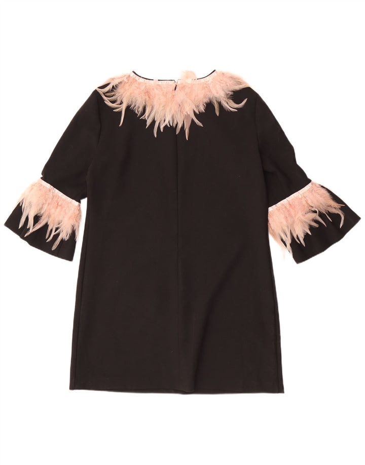 Женское платье прямого кроя с рукавами 3/4 Zara UK 16, большой черный полиэстер
