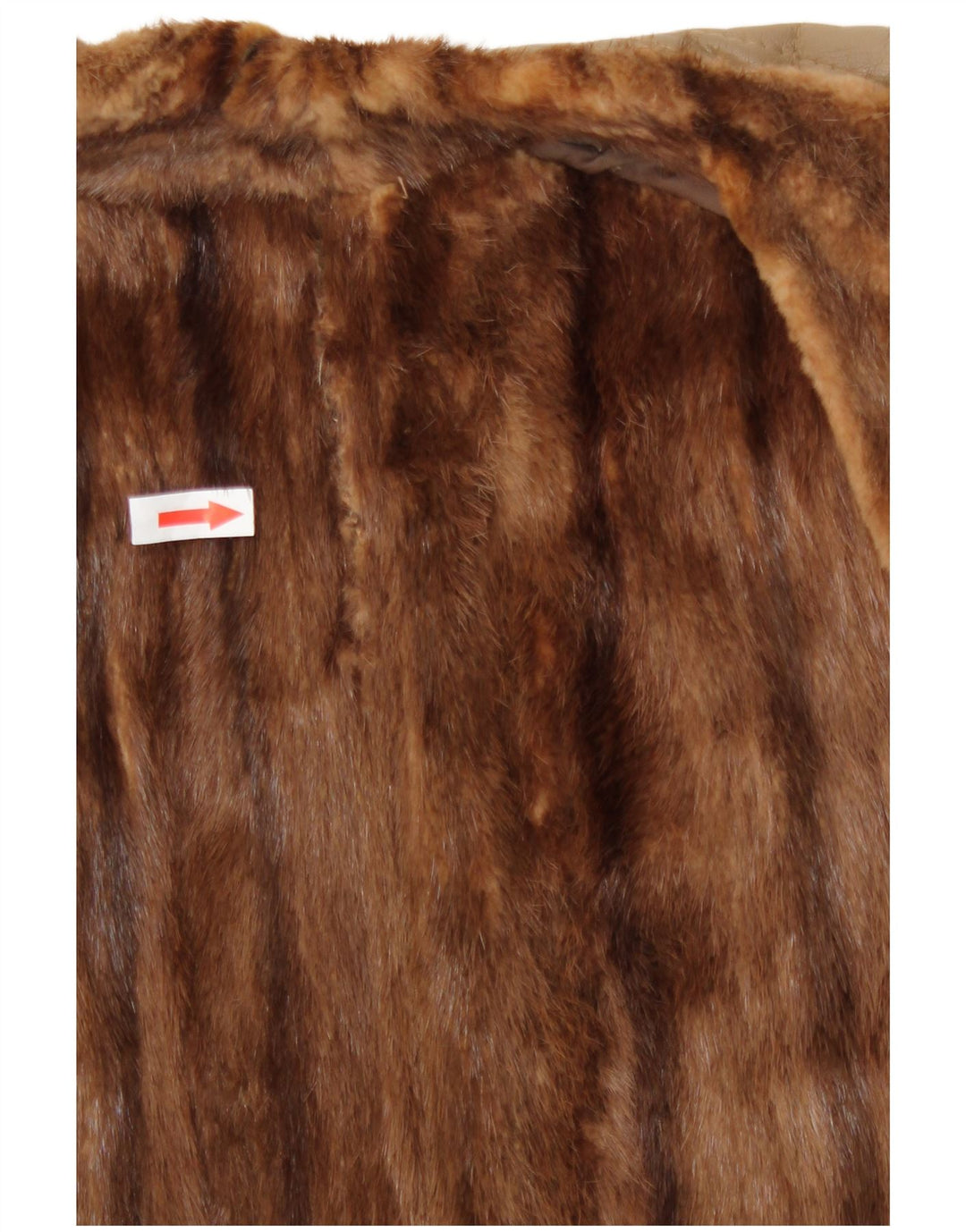 Винтажное женское меховое кожаное пальто UK 16, большое бежевое