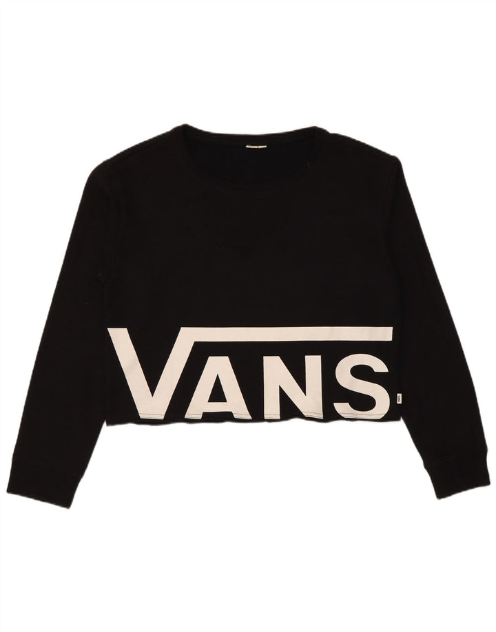 Женский укороченный свитшот с рисунком Vans UK 14, средний черный