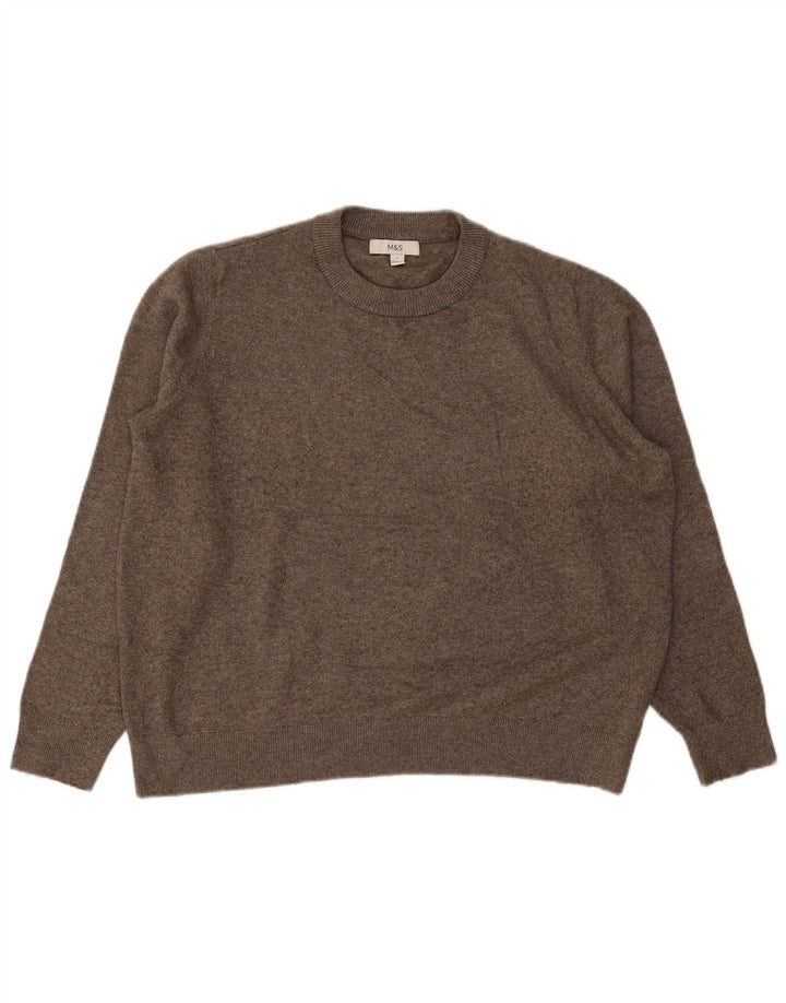 Мужской джемпер с круглым вырезом Marks & Spencer, большой коричневый полиэстер