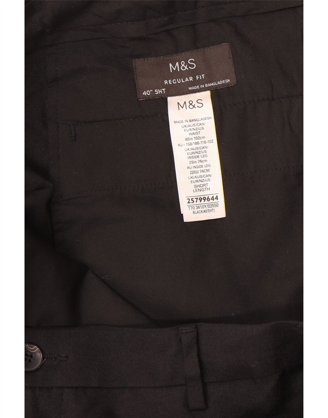 Мужские брюки чиносы MARKS & SPENCER стандартного кроя W40 L29 черные