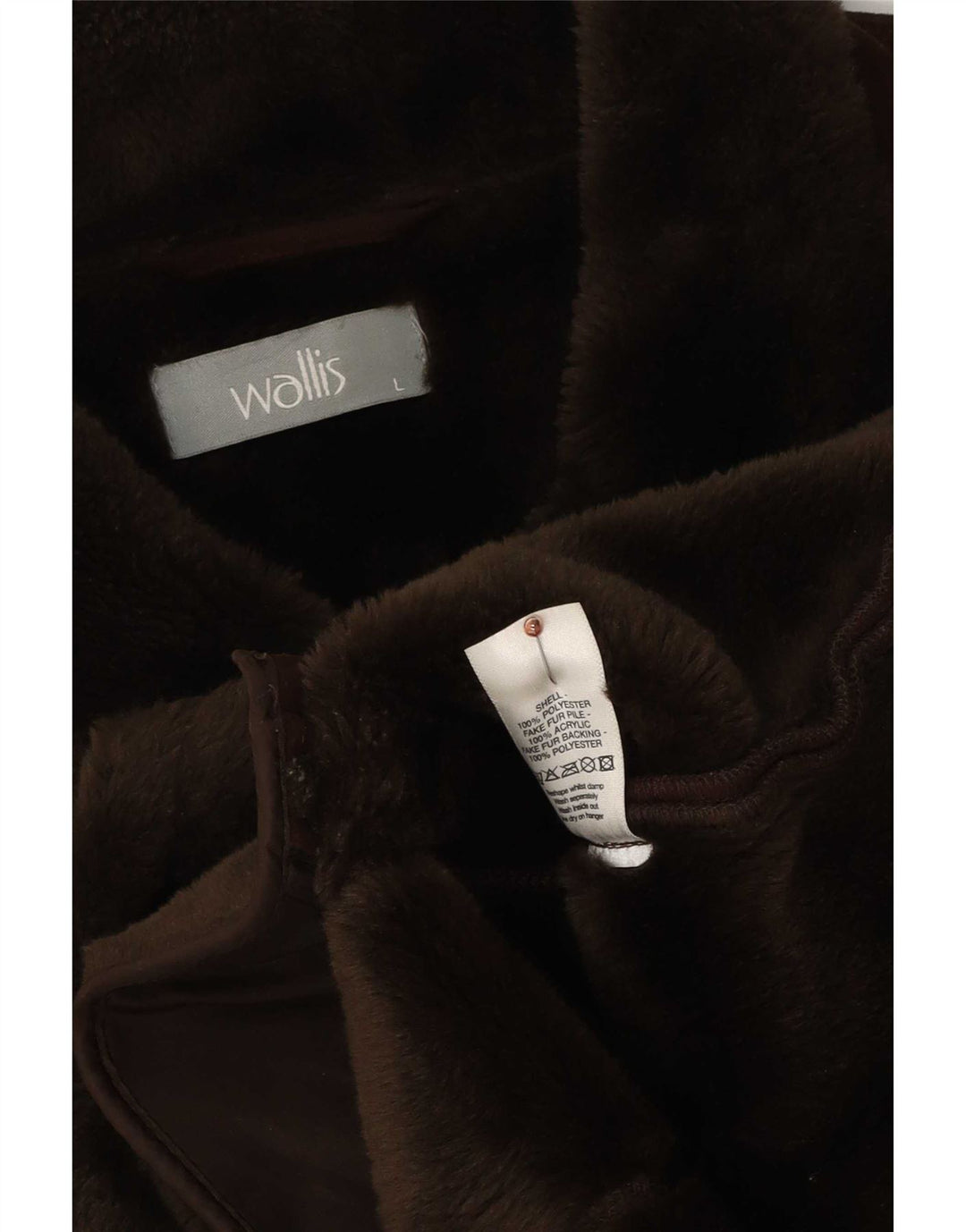 Женское пальто оверсайз из шерпы Wallis UK 16, большое, коричневое, акриловое