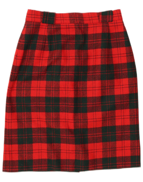 ВИНТАЖНАЯ женская юбка-карандаш с высокой талией UK 12, средний W26, красная клетка