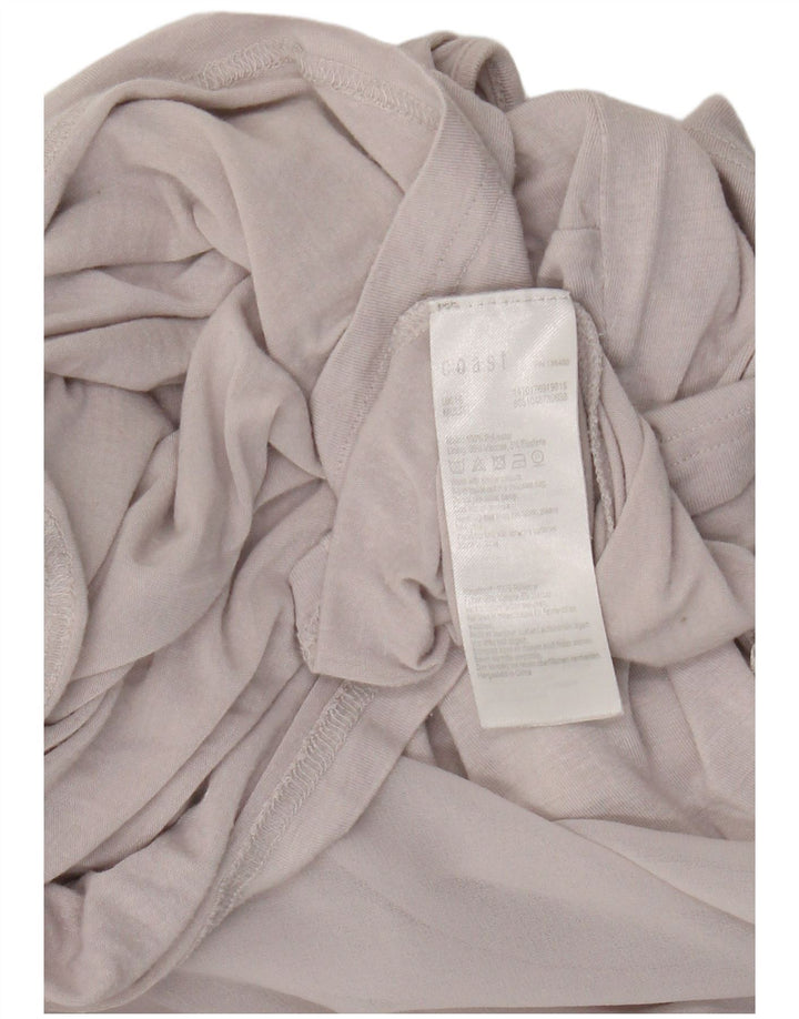 Женская асимметричная блузка Coast, топ UK 16, большой серый полиэстер с цветочным принтом