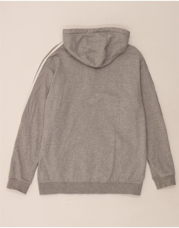 Adidas Womens Zip Hoodie Sweater UK 16 Large Grey Flecked Cotton