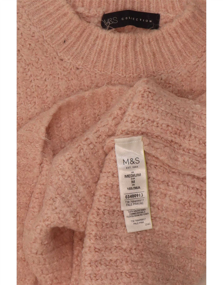 Женский джемпер с высоким воротником Marks & Spencer UK 14, средний розовый