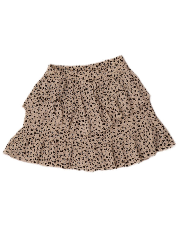 ZARA Girls Tiered Skirt 13-14 Years W26  Off White Floral Polyester