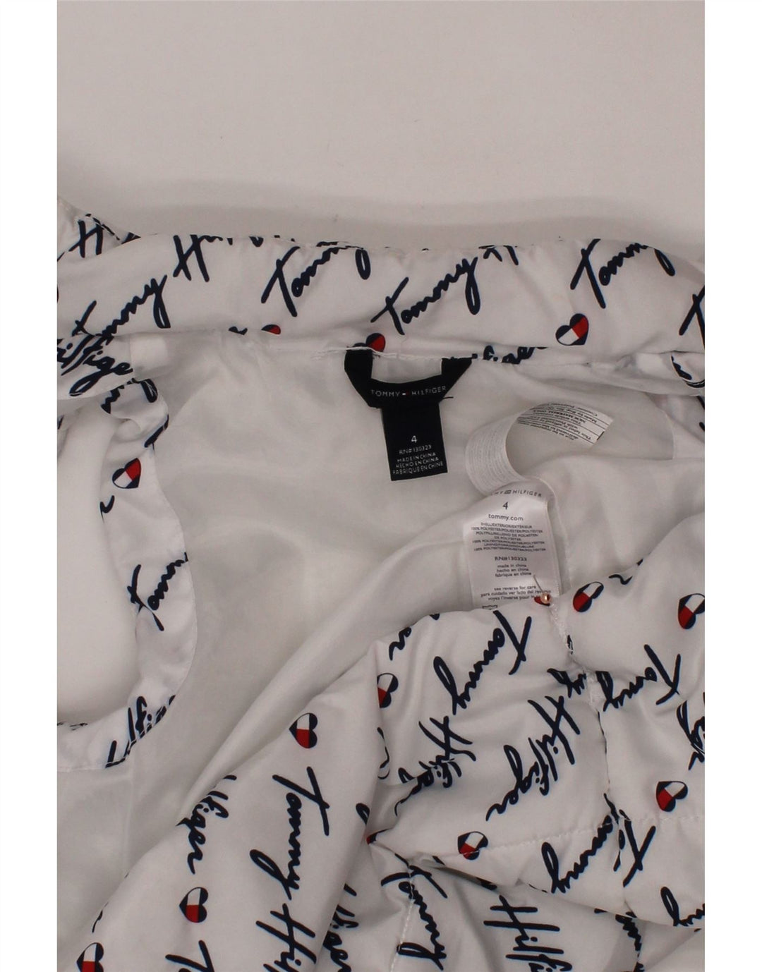 TOMMY HILFIGER Утепленный жилет с рисунком для девочек 3–4 лет, белый полиэстер