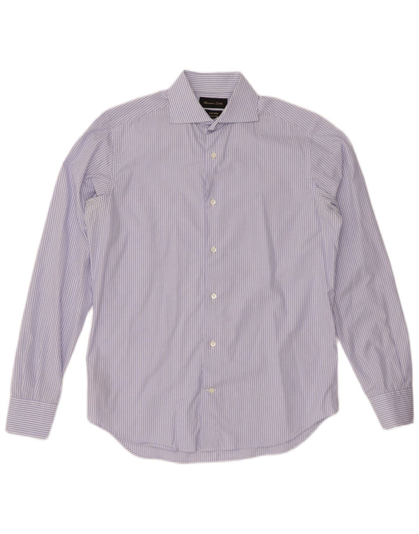 Мужская рубашка MASSIMO DUTTI, размер 15 38, средний синий в тонкую полоску, хлопок