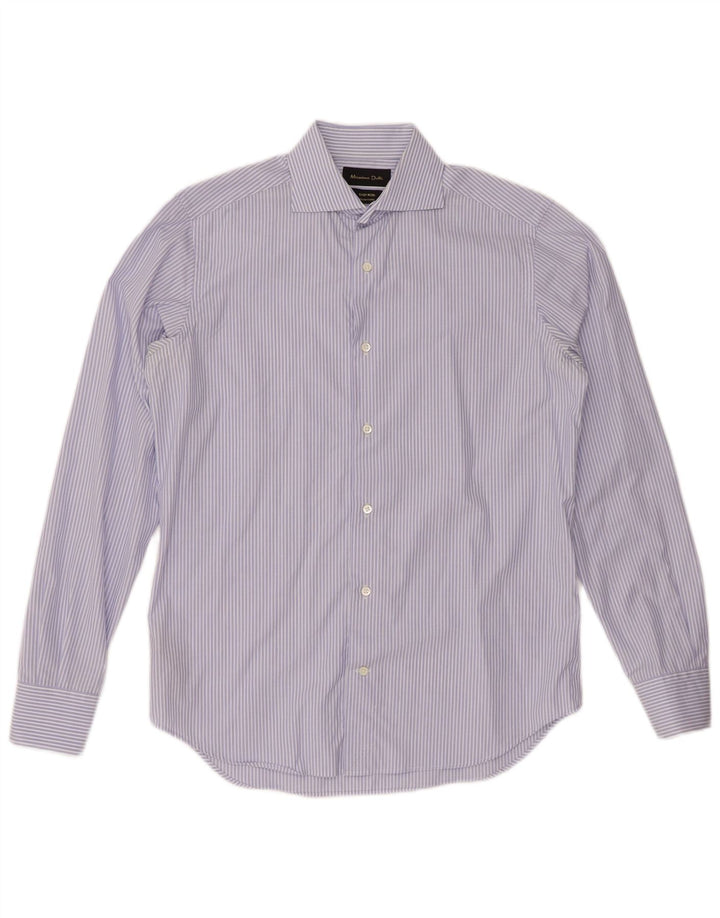 Мужская рубашка MASSIMO DUTTI, размер 15 38, средний синий в тонкую полоску, хлопок