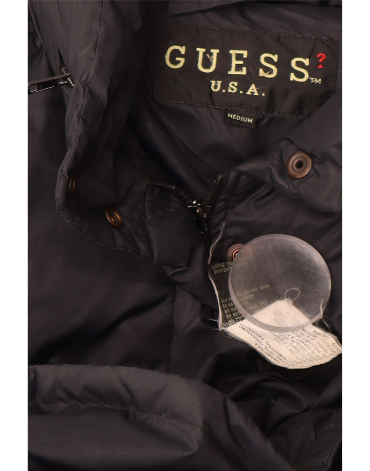 GUESS Женское стеганое пальто UK 14, средний черный нейлон