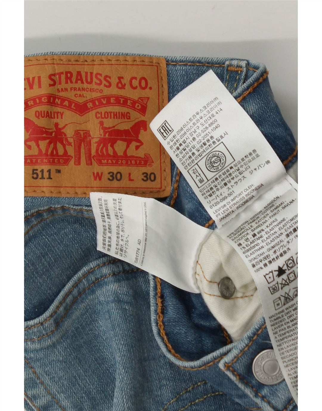 Мужские джинсы Levi's Slim 511 W30 L26 синие, хлопок