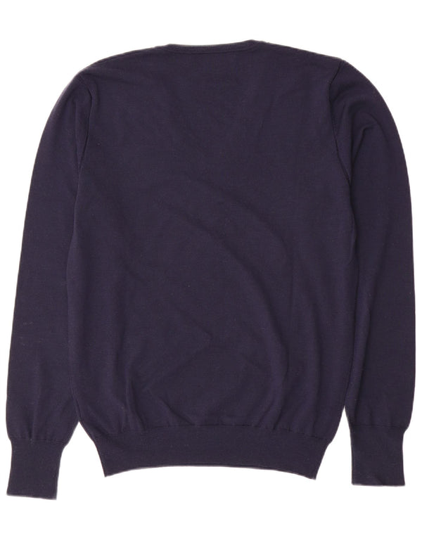 Женский джемпер с v-образным вырезом LIU JO, Великобритания 18 XL, темно-синий, шерсть