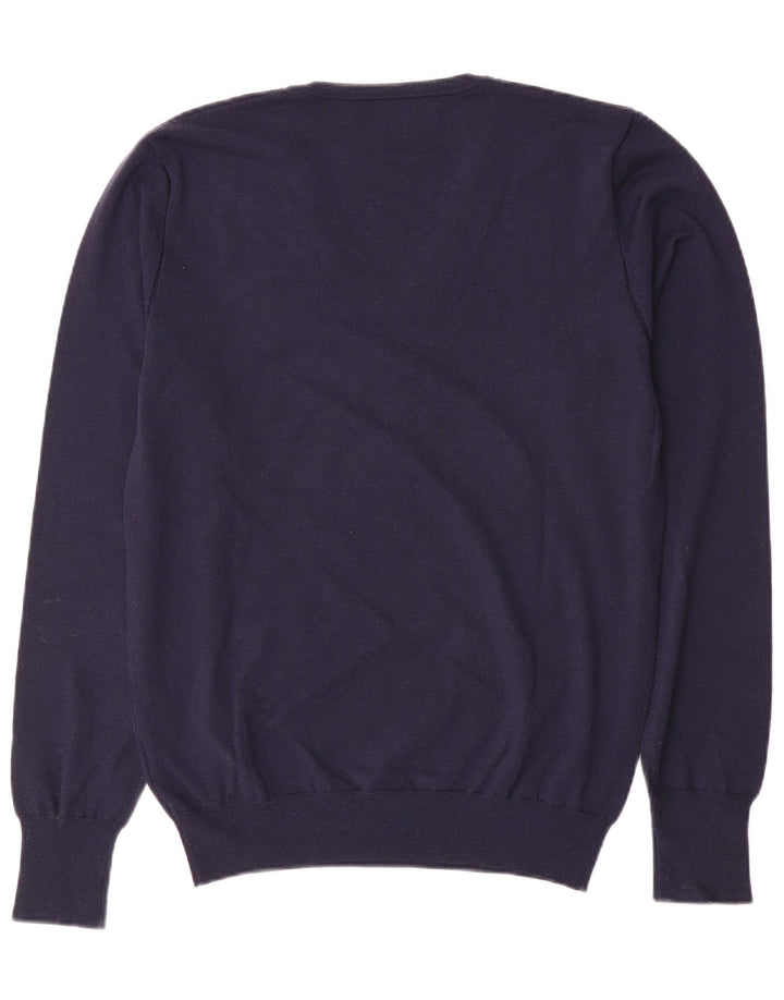 Женский джемпер с v-образным вырезом LIU JO, Великобритания 18 XL, темно-синий, шерсть