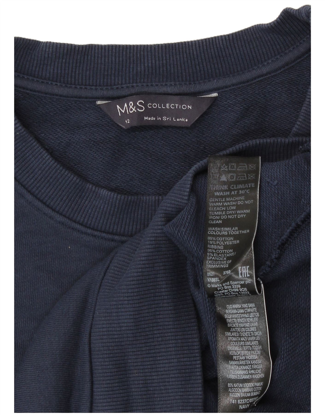 Женский свитер Marks & Spencer UK 12, средний темно-синий, хлопок
