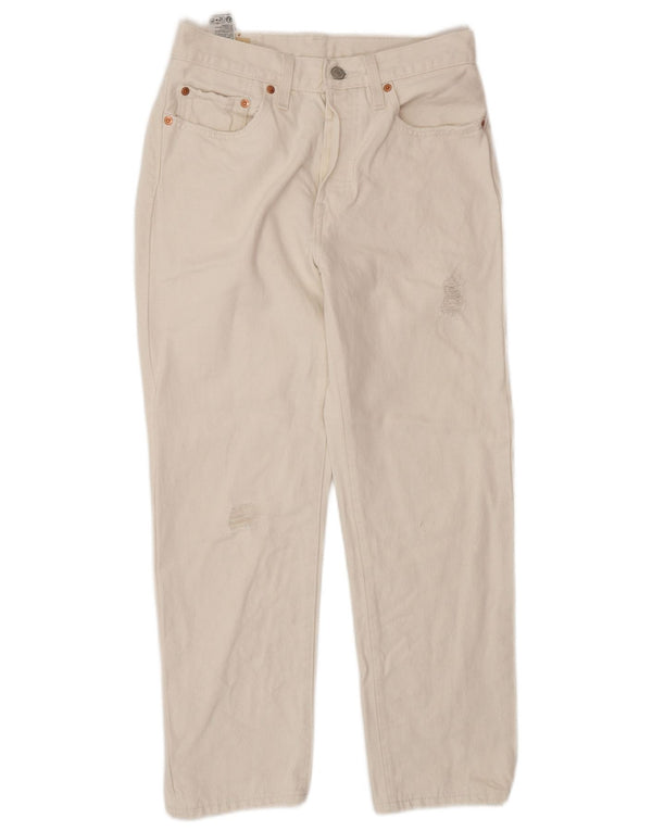 Мужские укороченные прямые джинсы Levi's 501 W26 L26 Off White Cotton