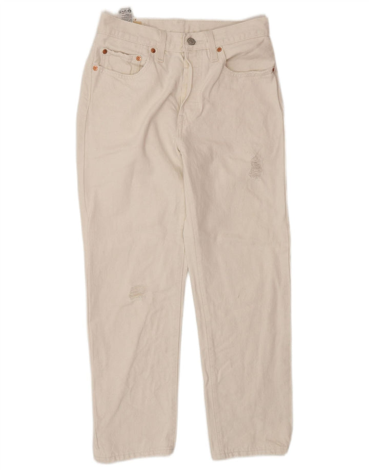 Мужские укороченные прямые джинсы Levi's 501 W26 L26 Off White Cotton