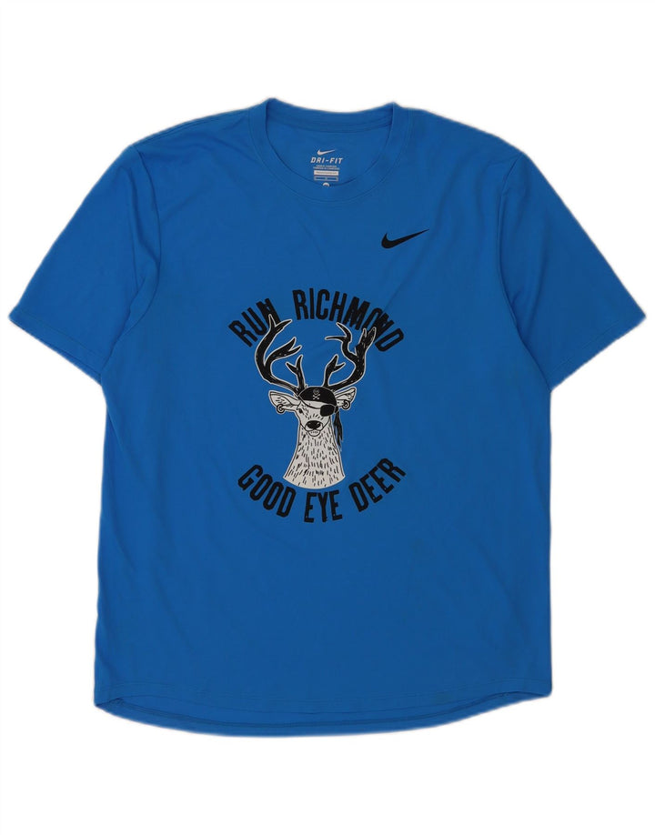 Мужская футболка Nike Dri Fit с графикой, верх, средний синий полиэстер