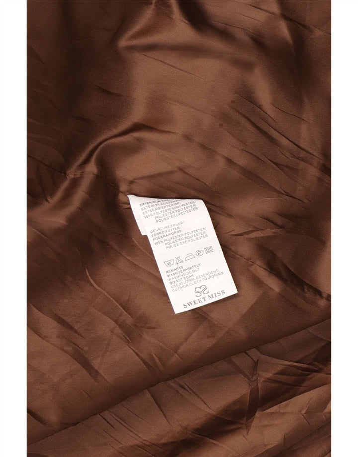 SWEET MISS Женское двубортное пальто UK 14 Средний коричневый полиэстер в клетку